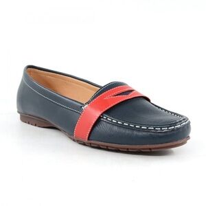 Sebago Women's Meriden Penny Loafer,Navy/Red Leather,US 11